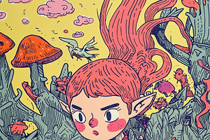 Lady elf in an enchanted forest, a Person Illustration by Sybillla