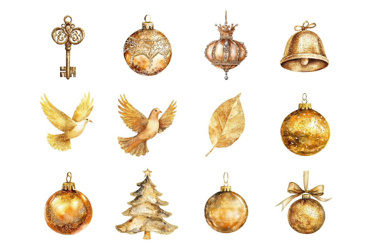 Gold Glitter Christmas Ornaments, an Illustration by Design Market (Photo 3 of 3)