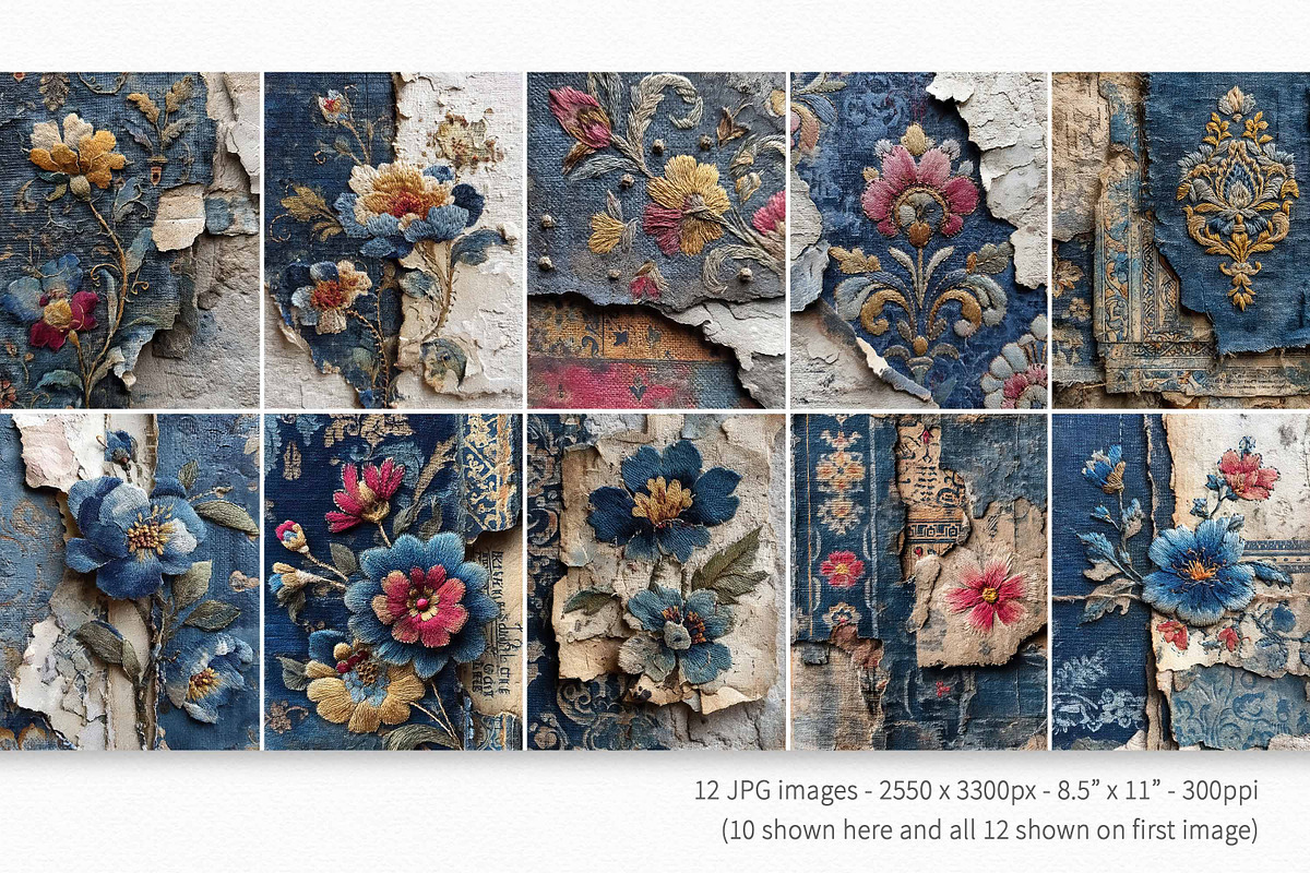 Indigo Tapestry Florals, a Decorative Illustration by rileyBgraphics (Photo 2 of 6)