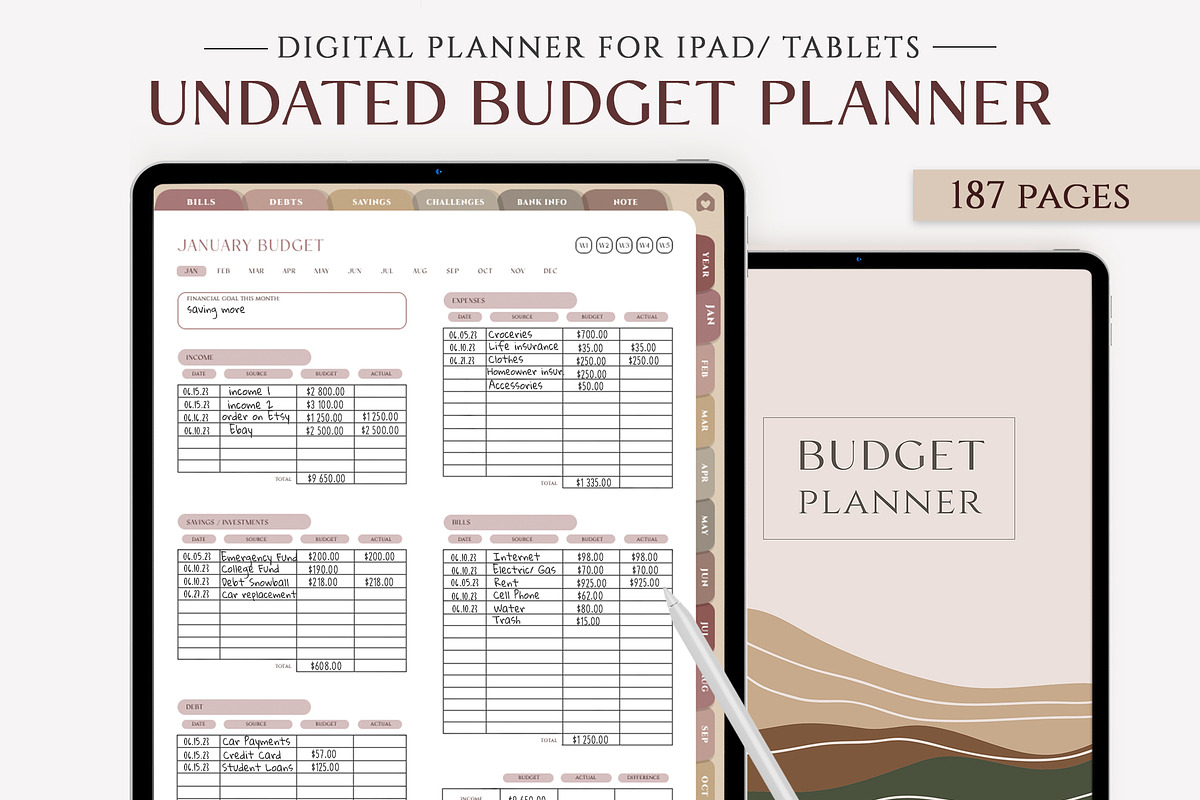 Digital Budget Planner iPad, a Presentation Template by SofiaDesign16 (Photo 1 of 8)