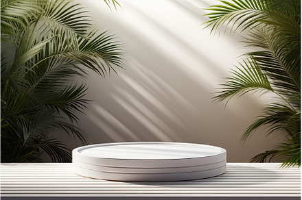 empty white podium mockup for, a Nature Photo by Neirfy