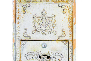 Old mailbox containing mailbox, postbox, and mail
