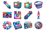 90s Neon Retro Clipart, an Illustration by Design Market (Thumbnail 2 of 3)