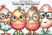 Easter Egg with Glasses Clipart, a Seasonal Illustration by HueNestify (Thumbnail 1 of 3)