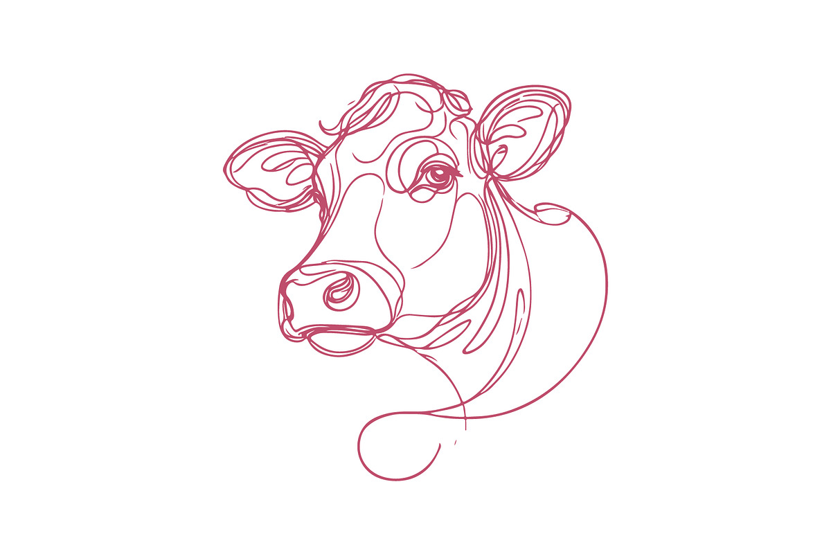 Cow Line Art Vector Illustration set, an Animal Illustration by MkStudio (Photo 3 of 4)