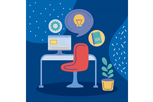 education online in desktop, an Education Illustration by studiogstock