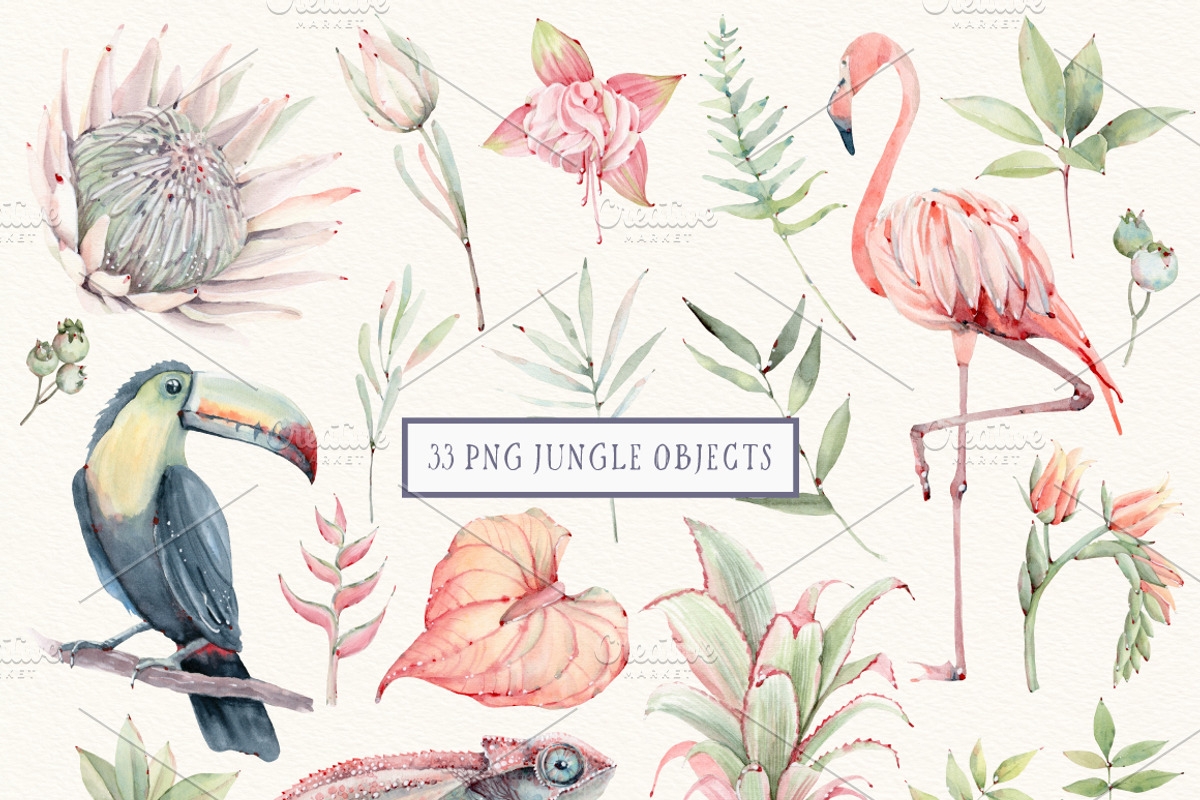 JUNGLE WIND Watercolor set, an Animal Illustration by Lemaris (Photo 3 of 9)