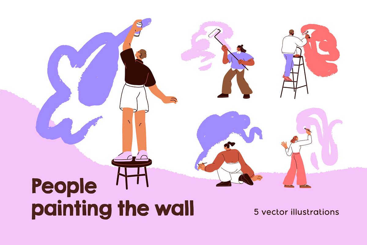 People painting, decorating wall set, a Person Illustration by Good Studio (Photo 1 of 6)