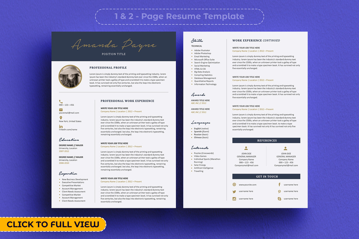 Minimal Resume Template + BONUS, a Resume Template by A1RESUME (Photo 3 of 7)