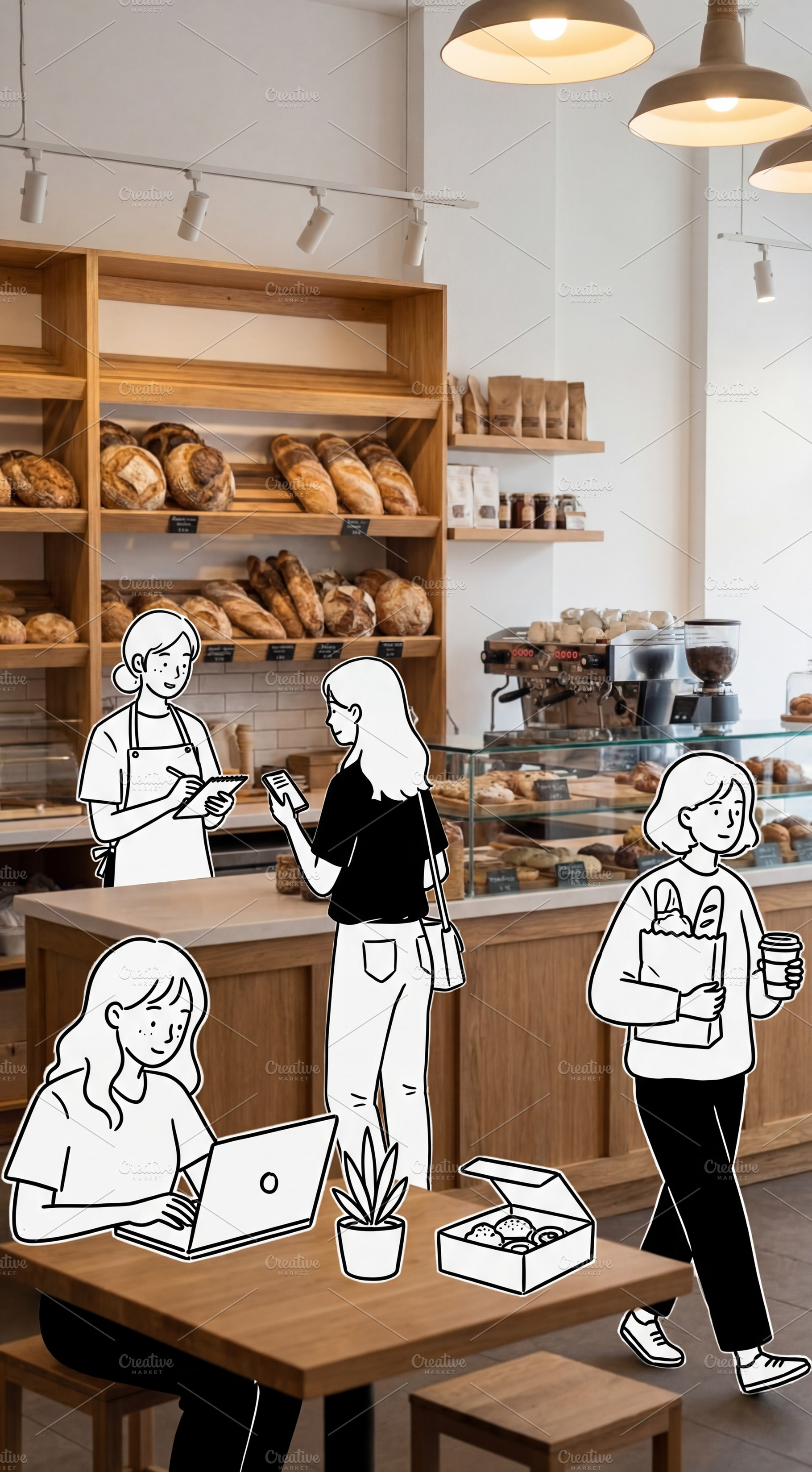 Modern Bakery Illustrated Characters, a Business Photo by Virgo Studio