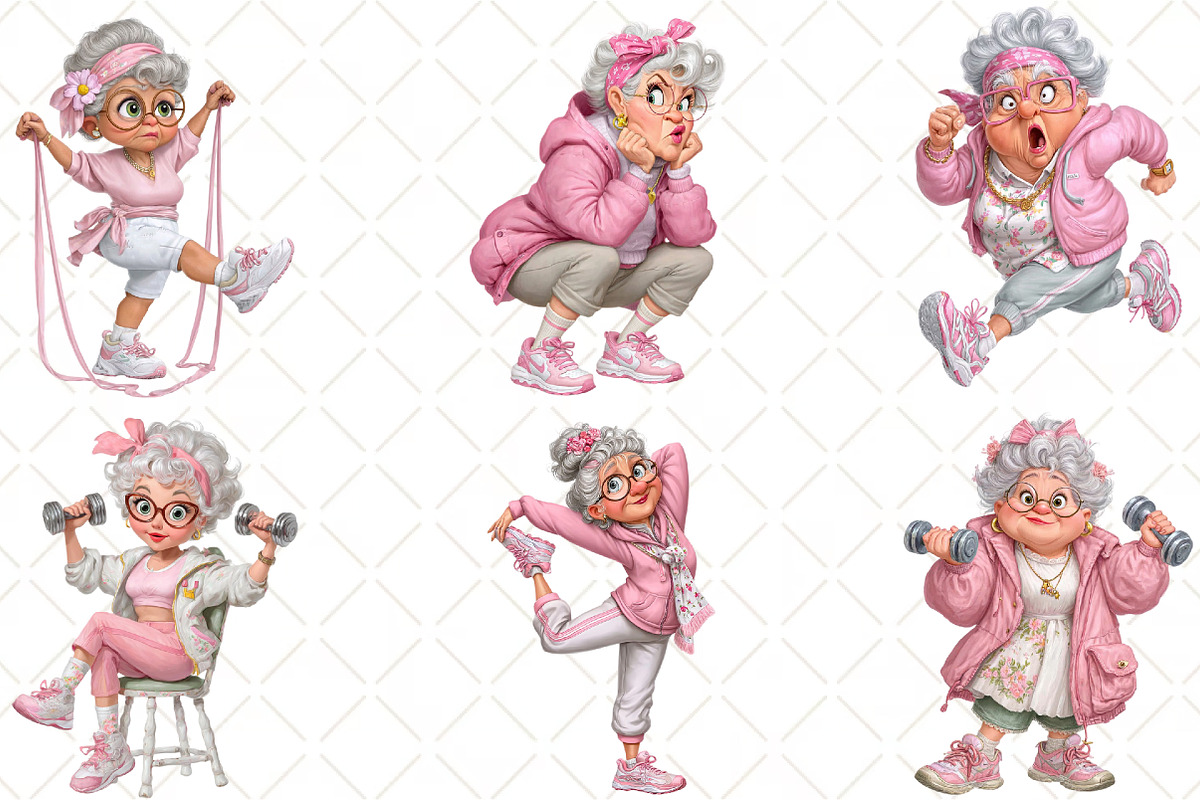 Funny Fitness Grandma Clipart, an Animal Illustration by Black Bird Studio (Photo 5 of 6)