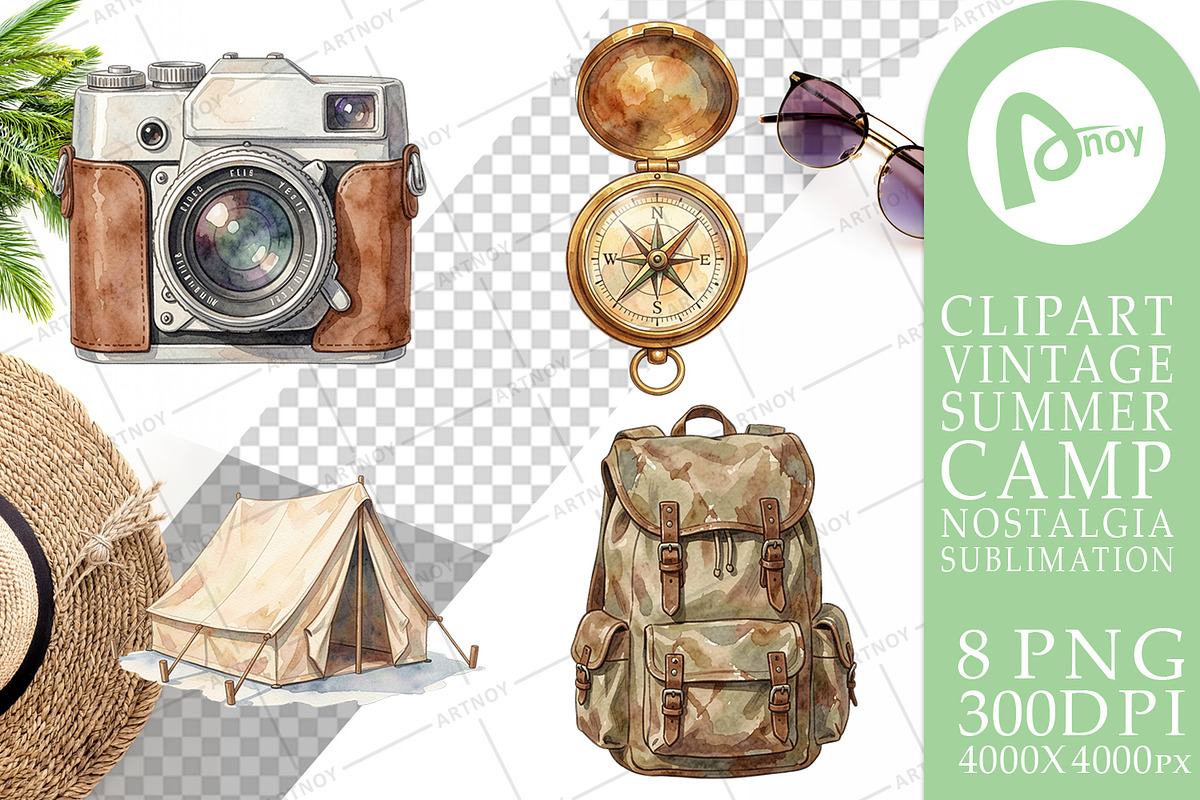 Vintage Summer Camp Sublimation, a Decorative Illustration by Artnoy (Photo 16 of 18)