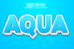 Aqua Vector 3d Editable Text Effect