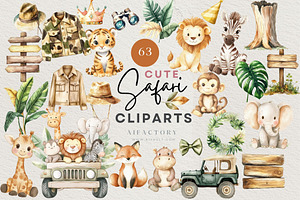 Cute Jungle Safari Animals Clipart