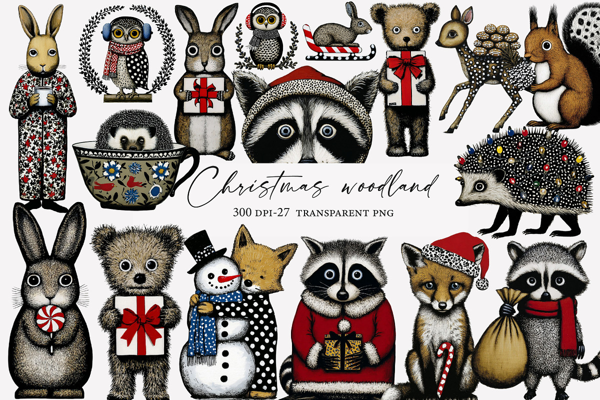 Christmas woodland clipart, an Illustration by Designworld (Photo 1 of 6)
