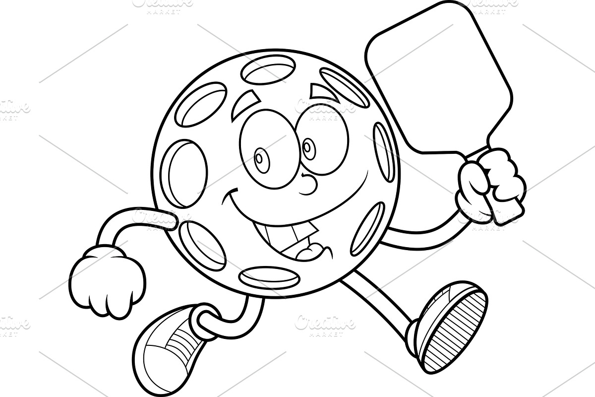 Pickleball Running With Paddle, an Illustration by HitToon