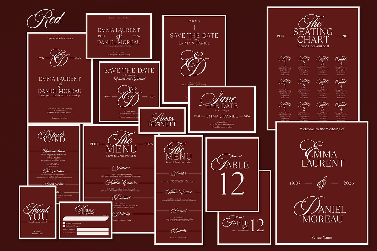 The Red Wedding Invitation Templates preview 5