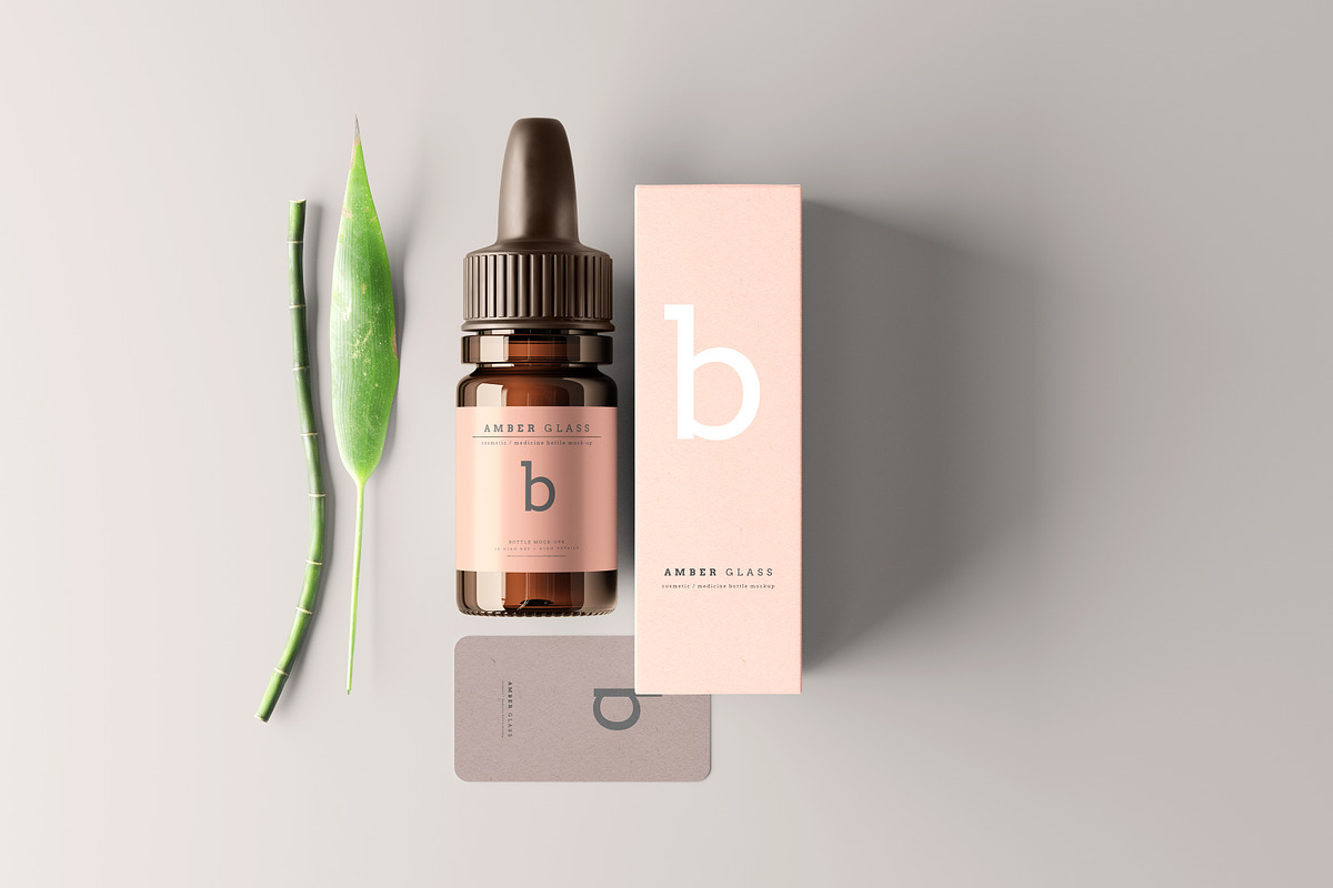 Amber Glass Dropper Bottle Mockups, a Cups & Container Mockup by pmvch (Photo 8 of 20)