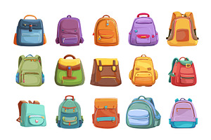 Children school backpacks. Isolated, an Object Illustration by Valerie Bodnar