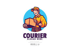 Courier Man Mascot Logo, a Branding & Logo Template by Ary_ngeblur