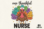 One Thankful Nurse Turkey PNG, an Illustration by DreamCafeArt (Thumbnail 1 of 4)