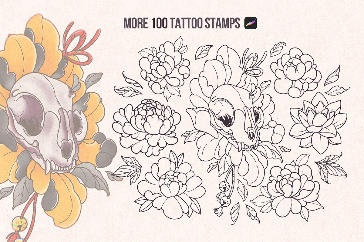 Procreate Stamps Bundle Tattoo, a Brush Add-On by InkPrintsTattoo (Photo 3 of 10)