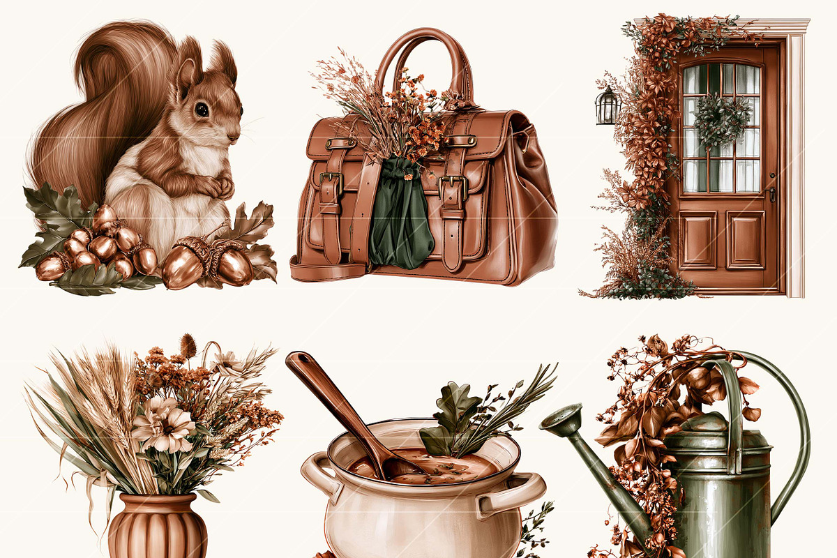Watercolor Autumn Clipart Bundle, an Object Illustration by BusyDaydesign (Photo 2 of 9)