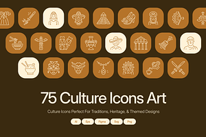 Culture Icon Art Set, an Outline Icon by Prosymbols
