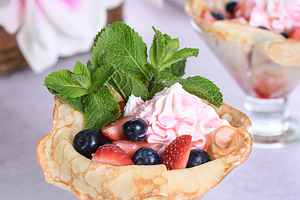 French Crepes with Filling and Fruit, a Food & Drink Photo by Apolonia