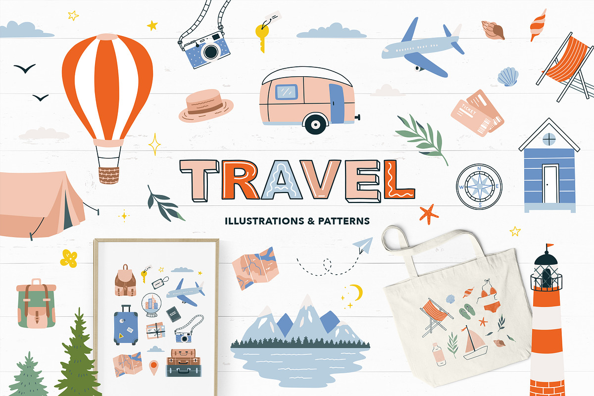 Travel Illustrations & Patterns, an Illustration by Redchocolate (Photo 1 of 9)