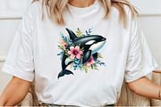 Watercolor Orca Clipart, an Illustration by Pixels.Craft (Thumbnail 6 of 7)