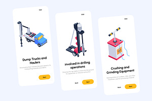 Mining Machinery Isometric Icons