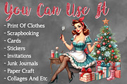 Christmas Pin Up House Wife Clipart, a Seasonal Illustration by Craft Nest (Thumbnail 5 of 5)