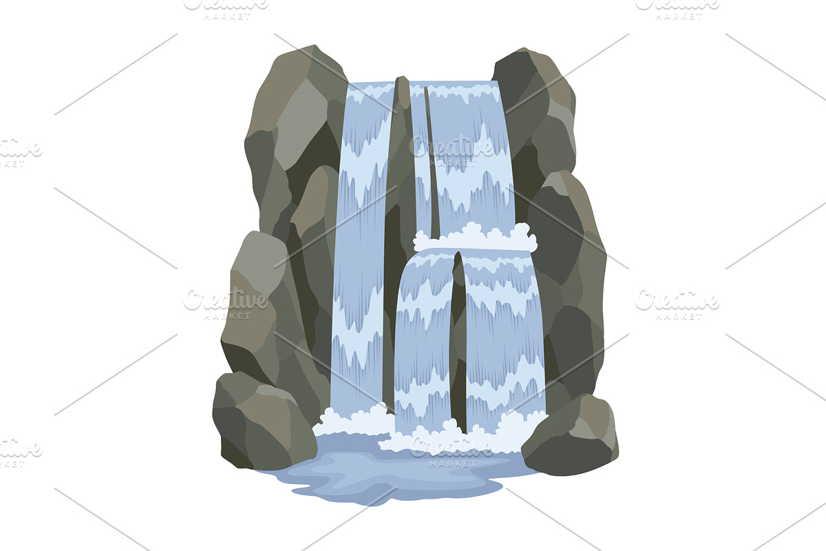 Cartoon river cascade, an Illustration by Things for designers