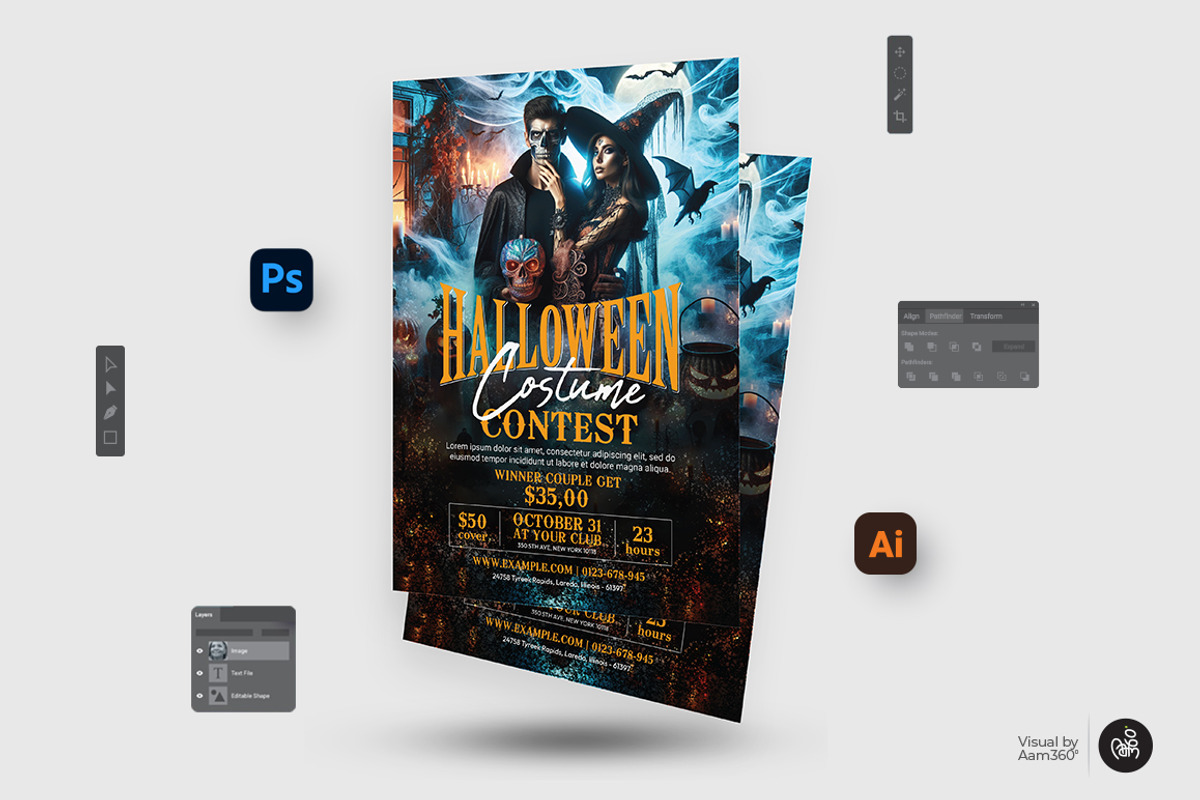 Halloween Costume Contest Bundle, a Flyer Template by Aam360 (Photo 2 of 9)