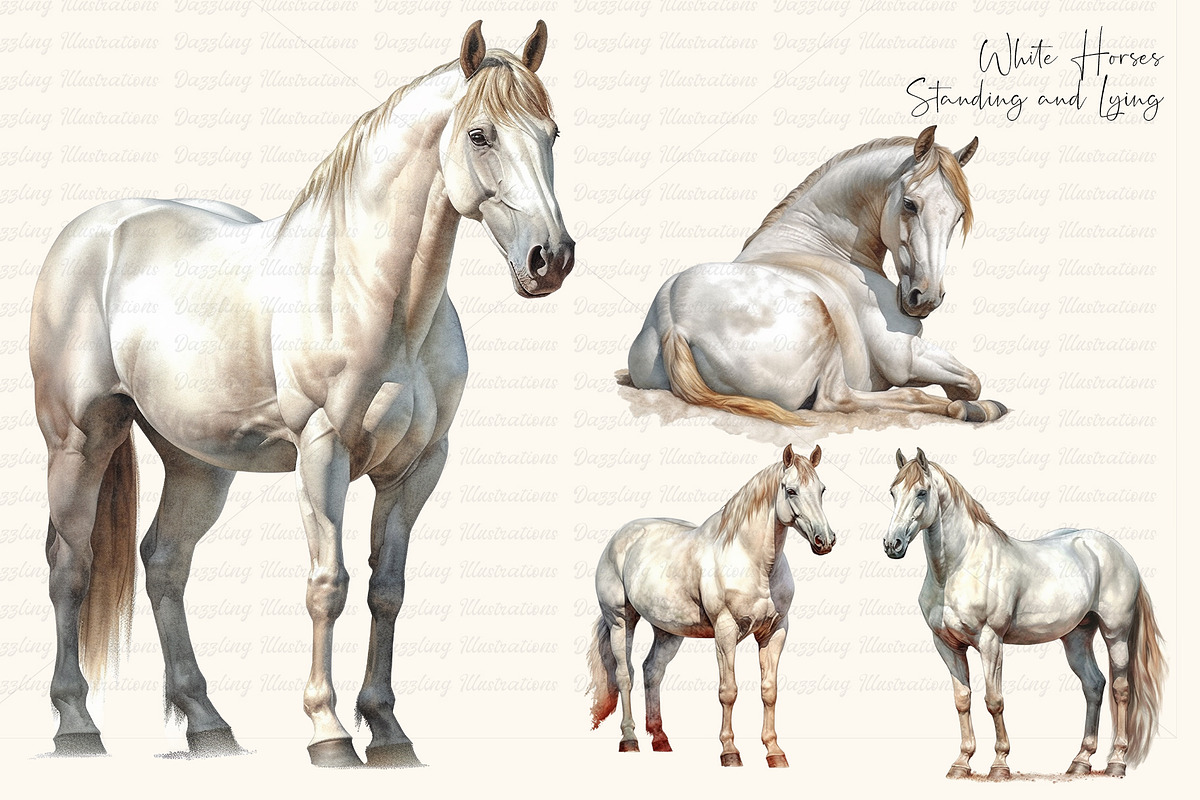 Watercolor Grey Horses & Landscapes, an Animal Illustration by Dazzling Art Boutique (Photo 4 of 11)