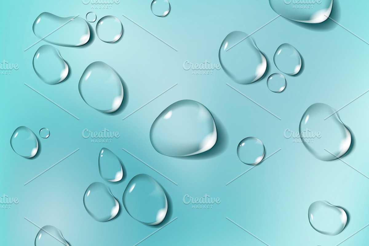 Realistic water drops set, an Illustration by George Rod (Photo 2 of 5)