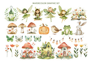 Watercolor Green Fairy Clipart.