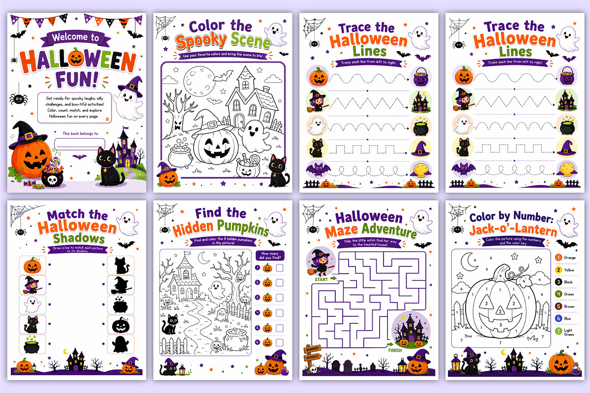 Halloween Fun Activity Book Kdp, a Stationery Template by Mustafiz (Photo 2 of 5)