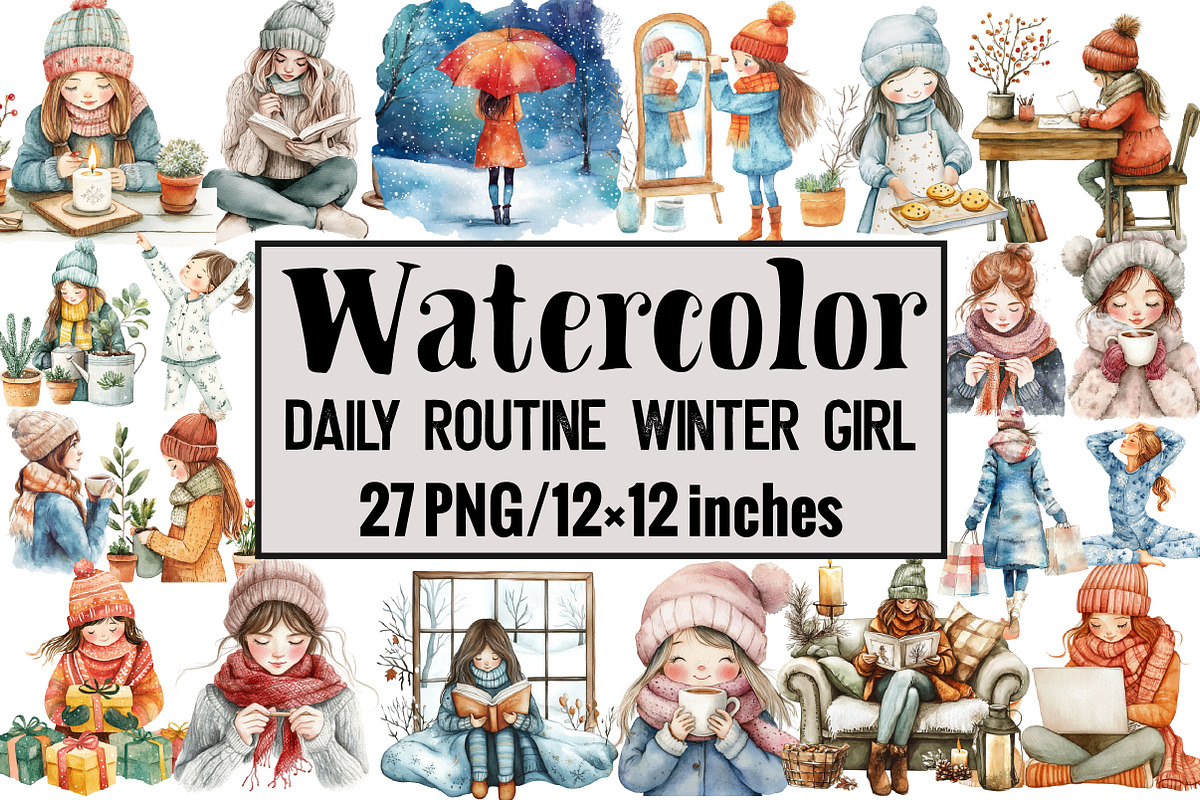 Daily Routine Winter Girl, an Illustration by Design Market (Photo 1 of 3)