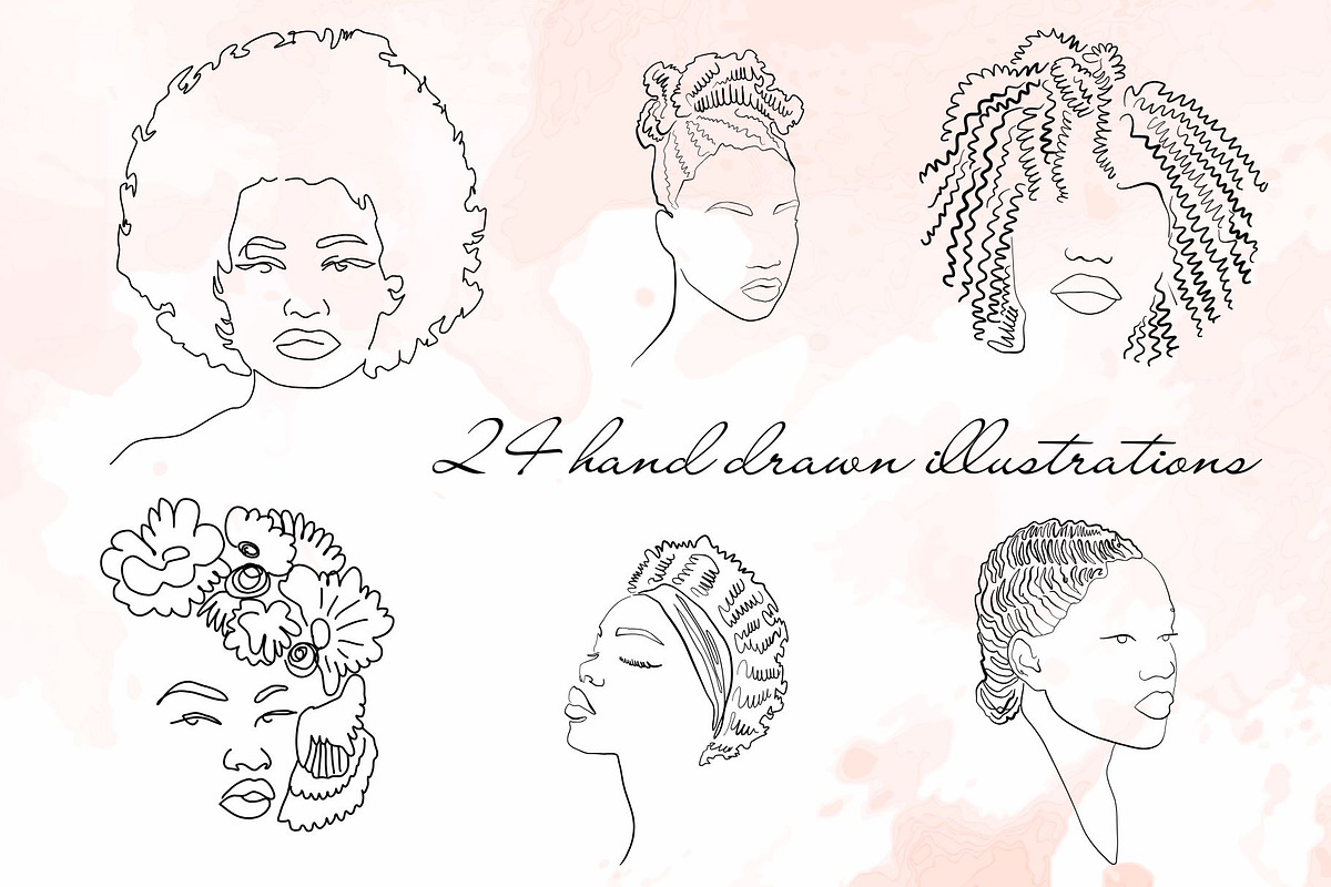 Afro Woman Lineart Hair and Beauty, a Person Illustration by esylvia (Photo 2 of 6)