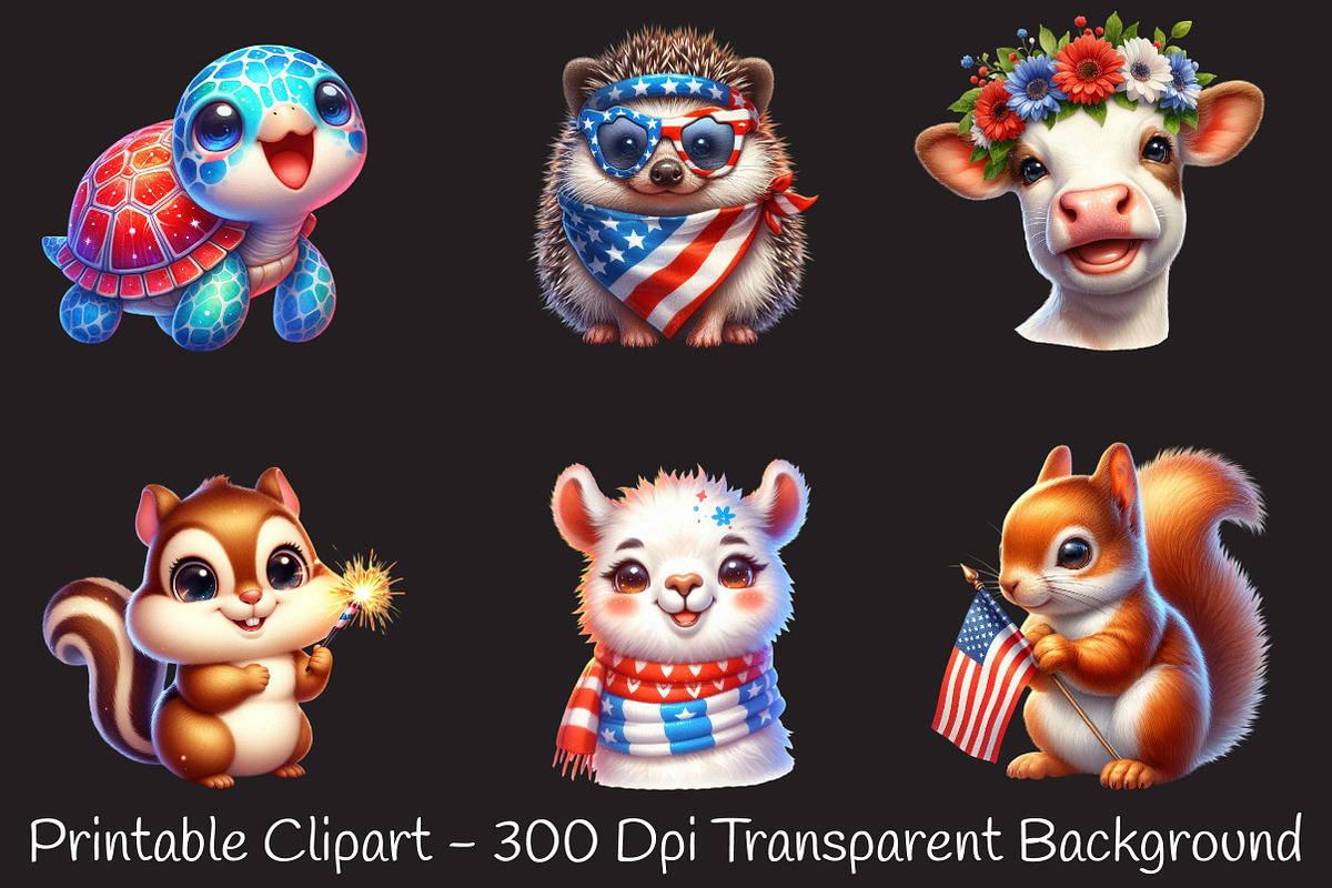 Patriotic Animals Clipart, an Illustration by RobertsArt (Photo 2 of 7)