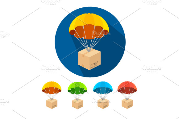Vector Parachutes Icons Set