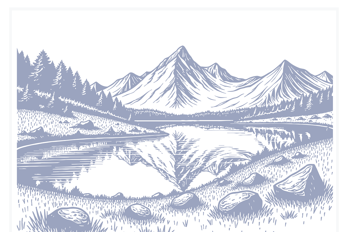 Stylish Mountain Landscape Art, a Finance Illustration by CarWrap design (Photo 1 of 3)