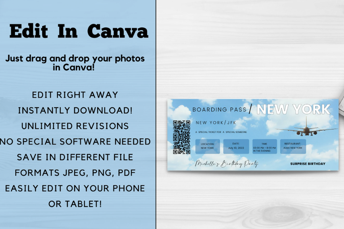 Editable Boarding Pass Template, a Card Template by YasdeyDesigns (Photo 4 of 7)