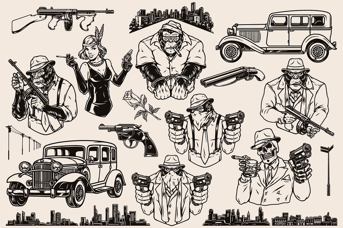 Mafia illustrations, a Branding & Logo Template by DGIM studio (Photo 2 of 5)