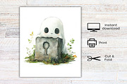 Watercolor Chibi Ghost Clipart, an Illustration by Canvas Craft (Thumbnail 7 of 7)