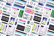 Batteries and accumulators set, a Technology Illustration by PaperTrident (Thumbnail 5 of 6)