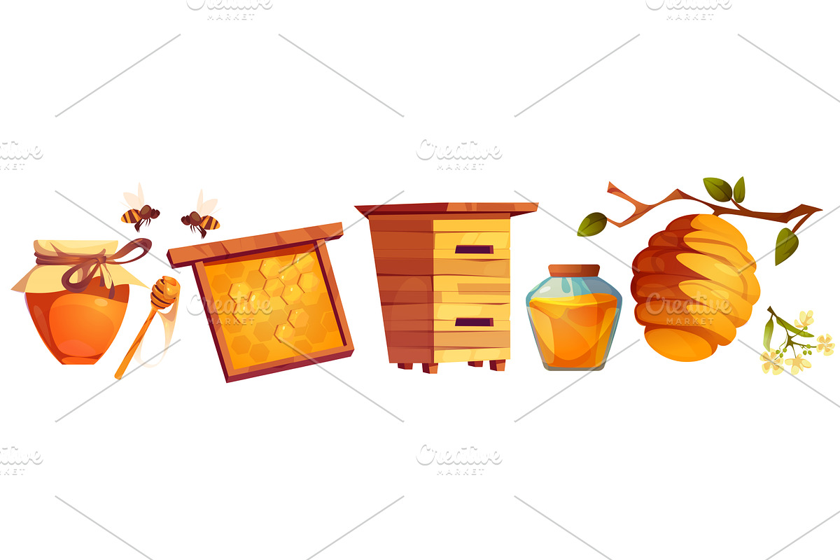 Beehive and apiary equipment set, an Illustration by art PVP - market