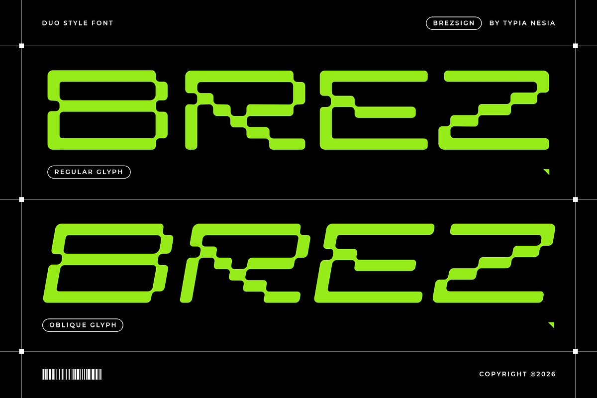 Brezsign - Modern Pixel Modular Sans, a Sans Serif Font by Typia Nesia (Photo 2 of 10)